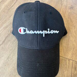 Official Champion Black Baseball Cap with Leather Adjustable Strap